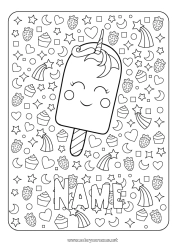 Free drawing Kawaii Unicorn Treats Ice cream Dragons, unicorns and fantastic animals