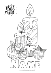 Free colouring Candle Christmas bauble Happy New Year 
