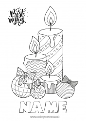 Free coloring Candle Christmas bauble Happy new year 