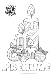 Desen liber de colorat Lumânare Bola de Crăciun La mulți ani! Mesaj 