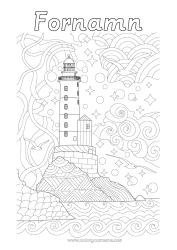 Gratis färgläggning Zentangle Fyr Ö