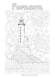 Gratis fargelegging Zentangle Fyr Øy
