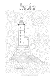 Rysunek za darmo Zentangle Latarnia morska Wyspa