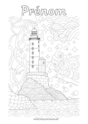 Dessin gratuit Zentangle Phare Île