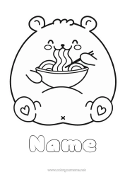 Colouring to customise Monster Bear Manga Forest Animals Ramen