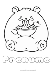 Pagină de colorat personalizată Monstru Urs Manga Animale din pădure Ramen