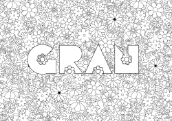 Free colouring Flowers Decorated name Decorative background