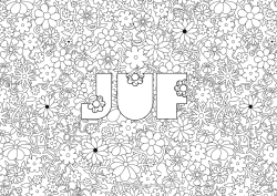 Gratis kleurplaat Bloemen Gedecoreerde naam Decoratieve achtergrond