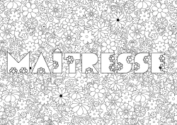 Coloriage enfant Fleurs Nom décoré Fond décoratif