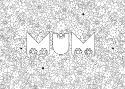 Free colouring Flowers Decorated name Decorative background