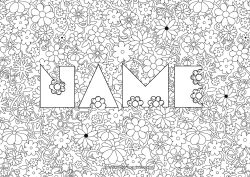 Free coloring Flowers Decorated name Decorative background