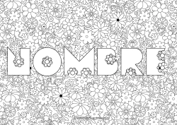 Niño página para colorear Flores Nombre decorado Fondo decorativo