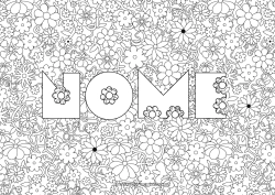 Página de desenho infantil Flores Nome decorado Fundo decorativo