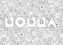 Pagina da colorare per bambini Fiori Nome decorato Sfondo decorativo