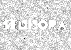 Página de desenho infantil Flores Nome decorado Fundo decorativo