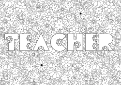 Free colouring Flowers Decorated name Decorative background