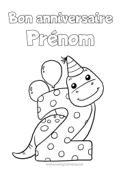 Dessin gratuit Anniversaire Dinosaures Chiffre Joyeux anniversaire (français) Message Gros chiffre âge Deux