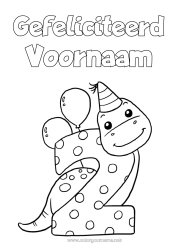 Gratis tekening Verjaardag Dinosaurussen Getal Verjaardag (Frans) Bericht Leeftijdscijfer Twee