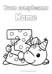 Disegno gratuito Compleanno Dinosauri Numero Buon compleanno (francese) Messaggio Grande numero di anni Tre