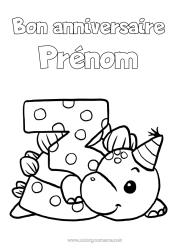 Dessin gratuit Anniversaire Dinosaures Chiffre Joyeux anniversaire (français) Message Gros chiffre âge Trois