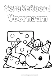 Gratis tekening Verjaardag Dinosaurussen Getal Verjaardag (Frans) Bericht Leeftijdscijfer Drie