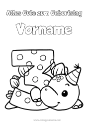 Kostenlose Malvorlage Geburtstag Dinosaurier Zahl Alles Gute zum Geburtstag (Französisch) Nachricht Große Alterszahl Drei