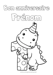 Dessin gratuit Anniversaire Dinosaures Chiffre Joyeux anniversaire (français) Message Gros chiffre âge Un