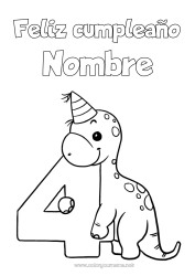 Dibujo libre Cumpleaños Dinosaurios Número Mensaje de feliz cumpleaños (inglés) Gran número de edad Cuatro