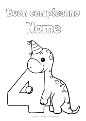 Disegno gratuito Compleanno Dinosauri Numero Buon compleanno (francese) Messaggio Grande numero di anni Quattro