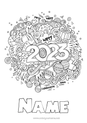 Free colouring 2023 Happy New Year