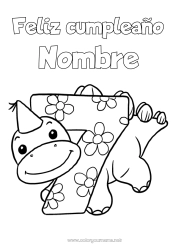 Colorear gratis Cumpleaños Dinosaurios Número Mensaje de feliz cumpleaños (inglés) Gran número de edad Siete