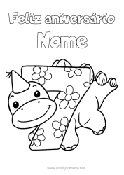 Desenho grátis Aniversário Dinossauros Número Feliz aniversário (francês) Mensagem Número grande de idade Sete