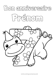 Dessin gratuit Anniversaire Dinosaures Chiffre Joyeux anniversaire (français) Message Gros chiffre âge Sept
