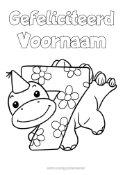 Gratis tekening Verjaardag Dinosaurussen Getal Verjaardag (Frans) Bericht Leeftijdscijfer Zeven