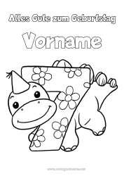 Kostenlose Malvorlage Geburtstag Dinosaurier Zahl Alles Gute zum Geburtstag (Französisch) Nachricht Große Alterszahl Sieben