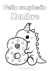 Colorear gratis Cumpleaños Dinosaurios Número Mensaje de feliz cumpleaños (inglés) Gran número de edad Ocho