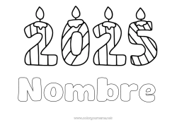 Dibujo libre Vela Feliz año Dibujos fáciles para colorear 2025