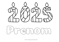 Dessin gratuit Bougie Bonne année Coloriages faciles 2025