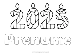Desen liber de colorat Lumânare La mulți ani! Desene de colorat ușoare 2025