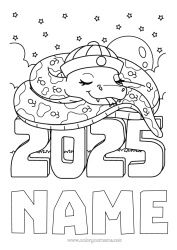 Free colouring Happy New Year Chinese New Year Snake Reptiles 2025