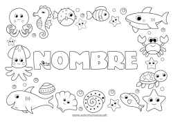Colorear gratis Tortuga Animales Pescado Caballo de mar Conchas marinas Tiburón Estrella de mar Animales marinos o acuáticos Reptiles Pulpo Tortuga marina