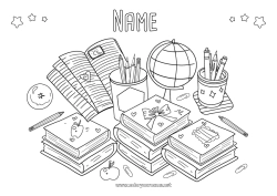 Free coloring Fruits Book Apple Reading Pencil Back to School School supplies
