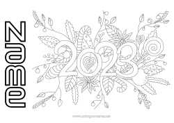 Free colouring 2023 Happy New Year
