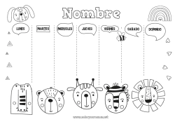 Dibujo libre Llevar Cebra León Conejo Actividades para niños Animales Arcoíris Escuela Animales salvajes de África Animales del bosque Regreso a clases Calendarios y planificadores