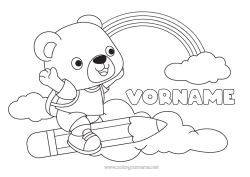 Kostenlose Zeichnung Bär Tier Teddybär Regenbogen Schule Einfache Ausmalbilder Waldtiere Bleistift Schultasche Schulbeginn Schulbedarf Wolke