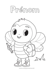 Dessin gratuit Animal Abeille École Insectes Crayon Cartable Rentrée scolaire Fournitures scolaires 