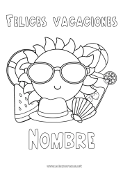 Dibujo libre Vacaciones Verano Sol Frutas Simbolos Conchas marinas Animales marinos o acuáticos Boya Sandía Balón de playa Juegos y juguetes Gafas