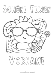 Kostenlose Zeichnung Urlaub Sommer Sonne Früchte Symbole Muscheln Meeres- oder Wasserlebewesen Boje Wassermelone Strandball Spiele und Spielzeug Brille