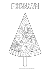 Gratis fargelegging Frukter Godbiter, søtsaker Iskrem Zentangle Vannmelon