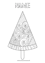 Free coloring Fruits Treats Ice cream Zentangle Watermelon